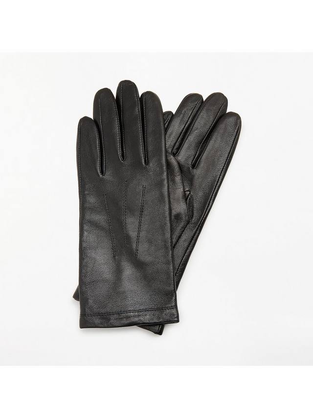 Fleece-Lined Women's Leather Gloves - Warm and Elegant Winter Accessory in Black