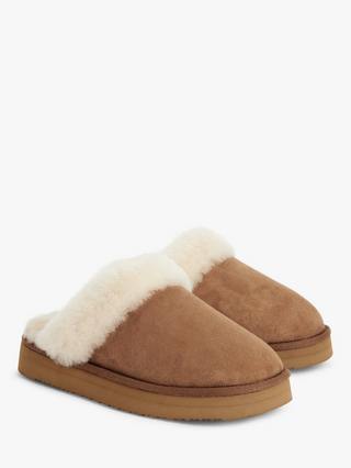 Sheepskin Platform Mule Slippers - Cozy and Stylish Footwear