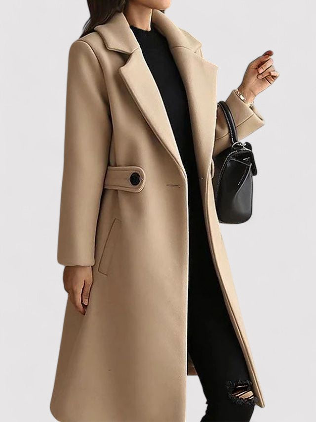 Wool Winter Coat with Narrow Belt