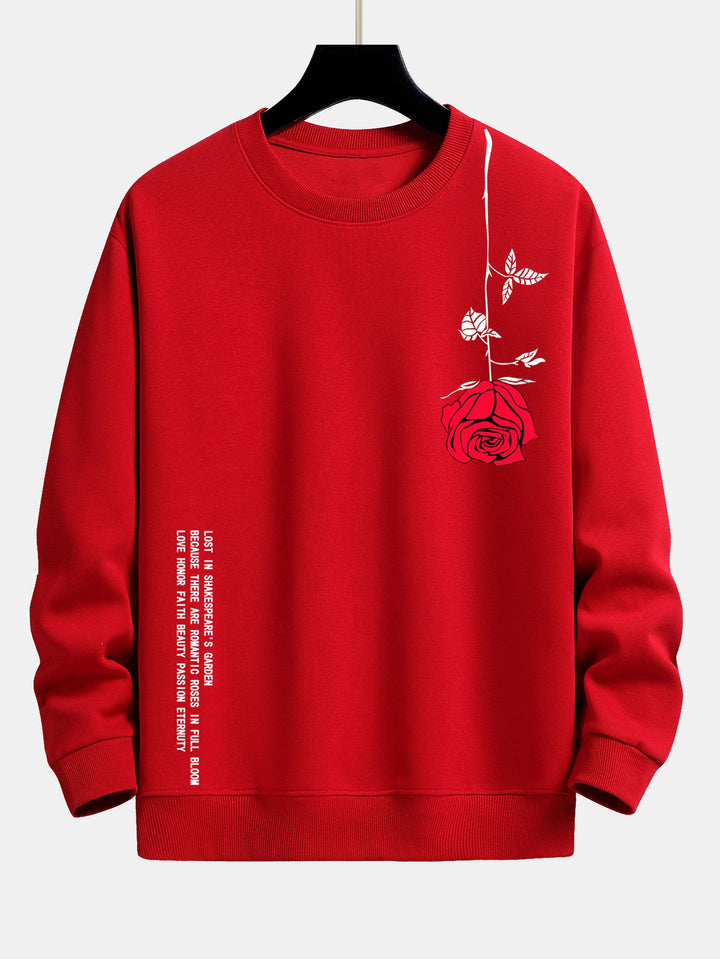 Slogan Rose Print Relax Fit Sweatshirt