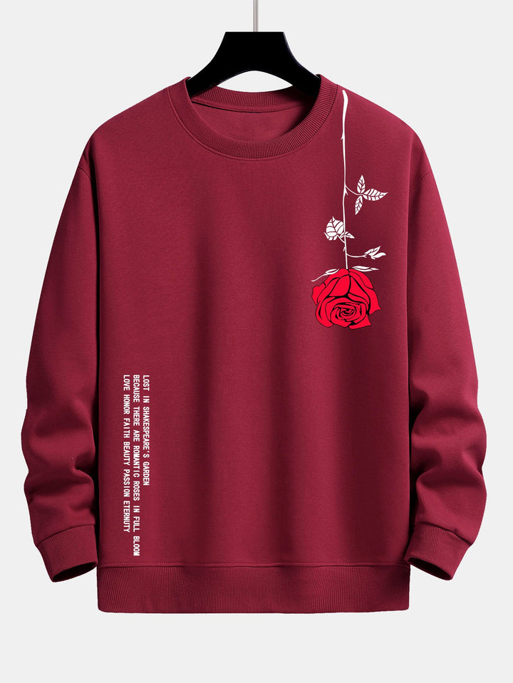 Slogan Rose Print Relax Fit Sweatshirt