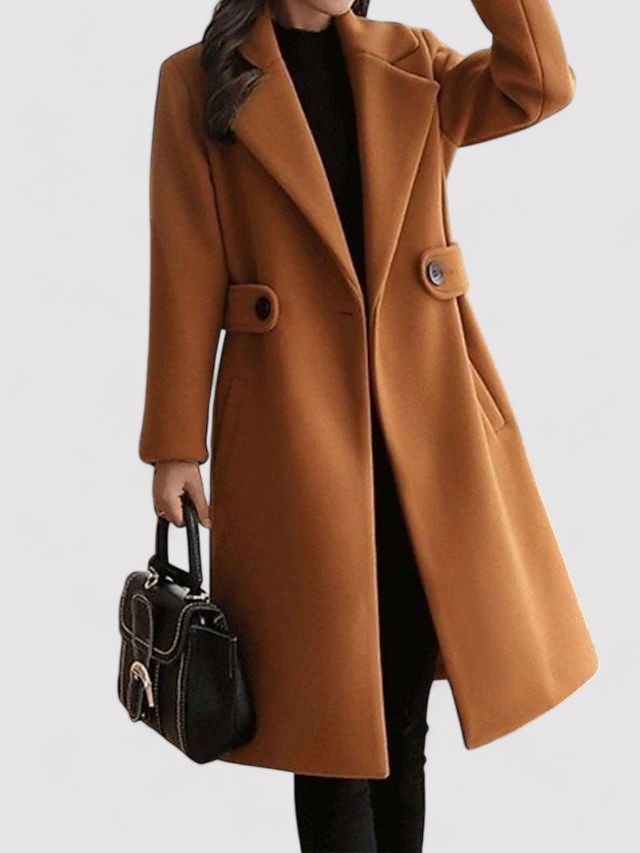 Women's Wool Winter Coat with Narrow Belt - Stylish and Warm Outerwear for Cold Weather