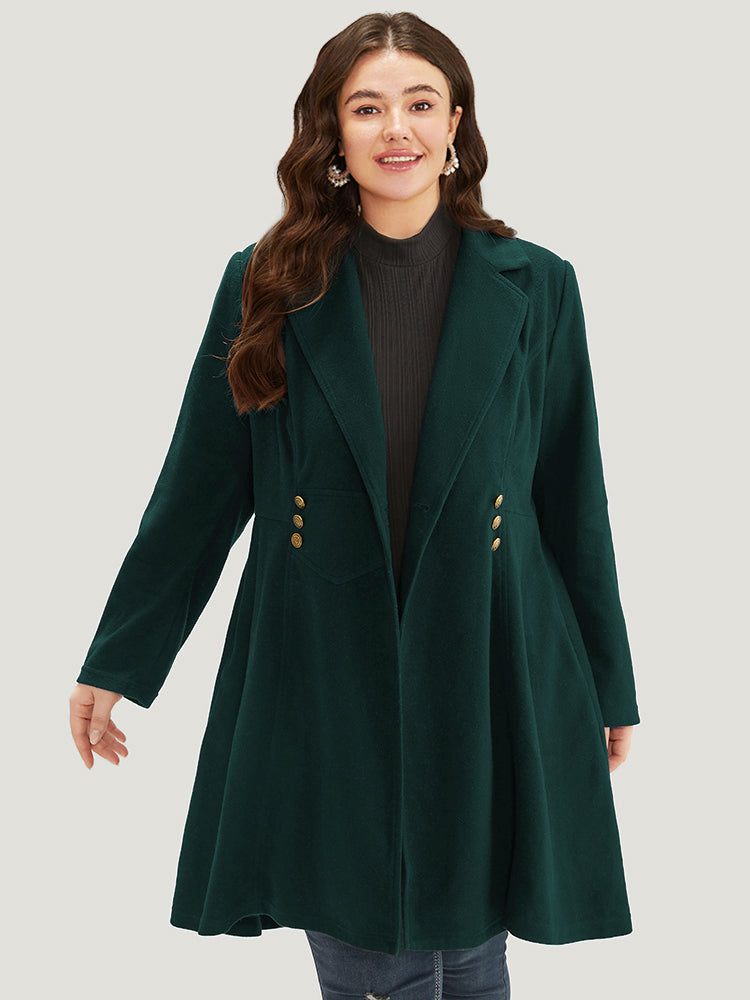 Solid Lapel Collar Double Breasted Coat