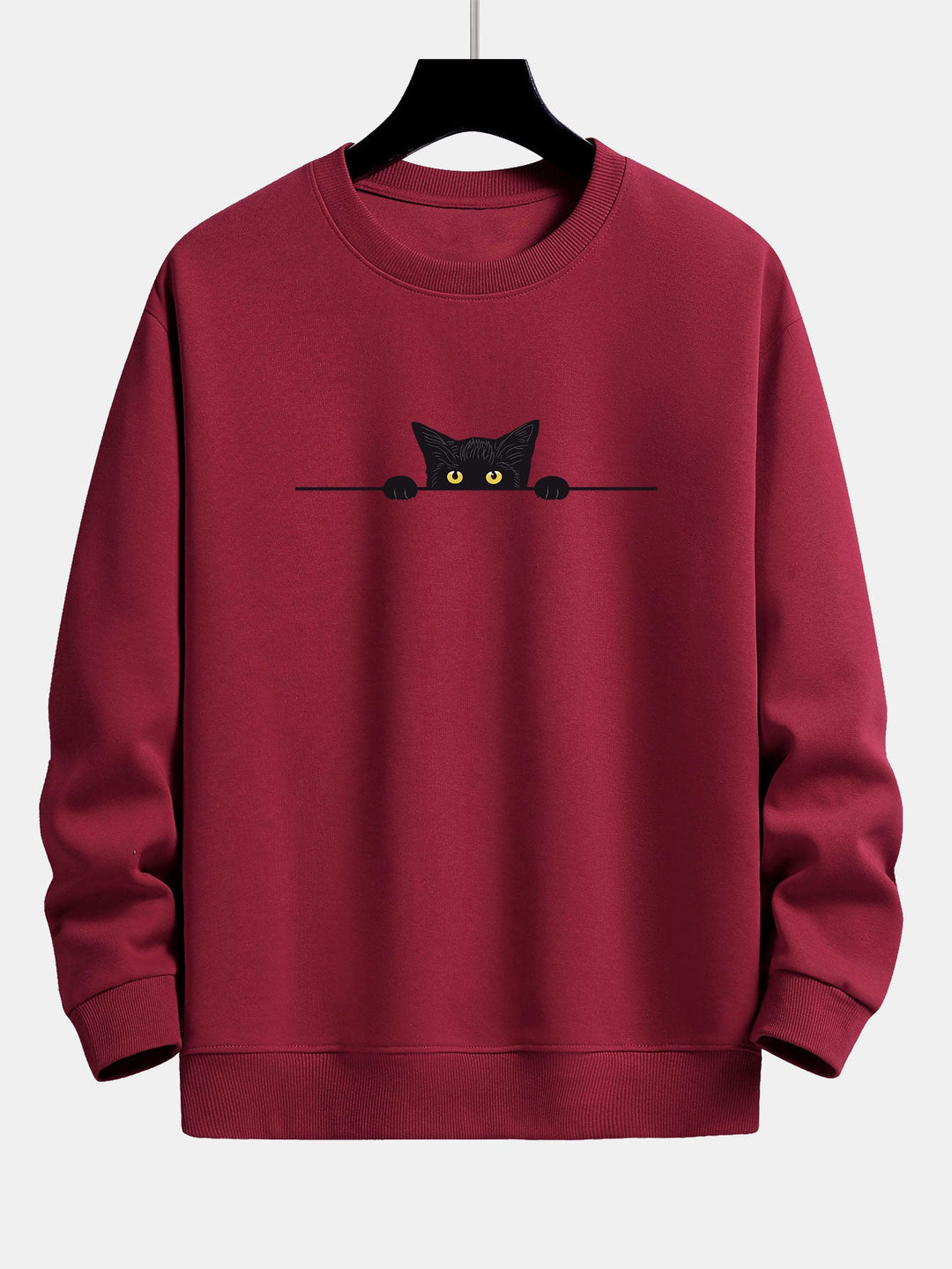 Black Cat Print Relax Fit Sweatshirt