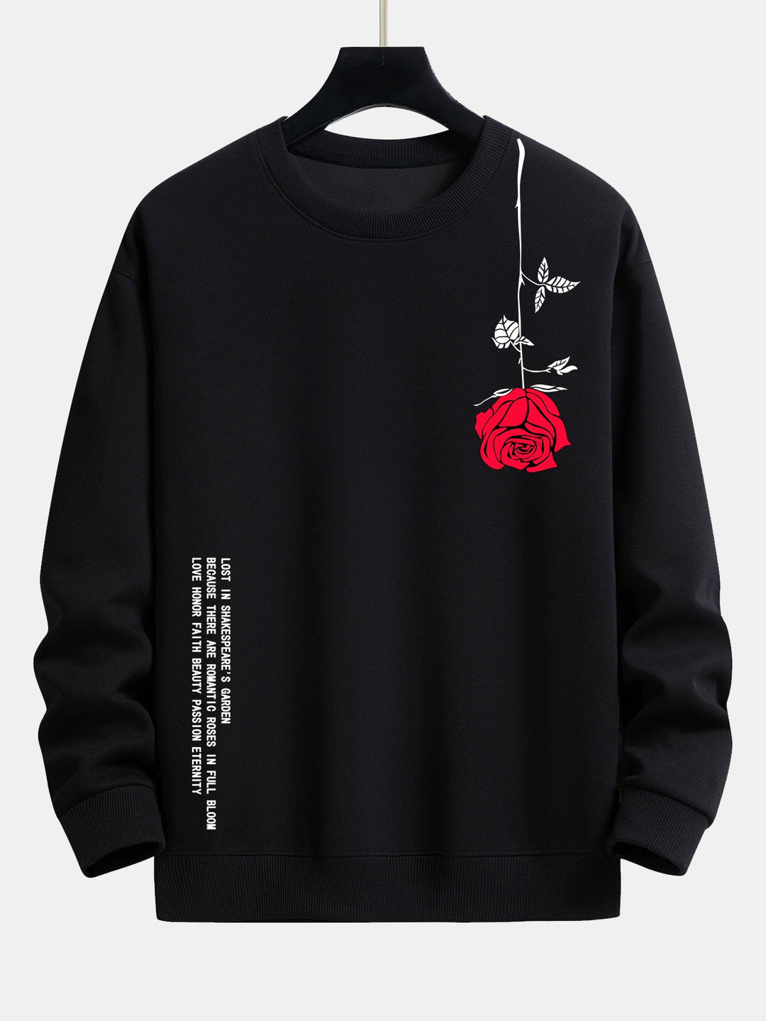 Slogan Rose Print Relax Fit Sweatshirt