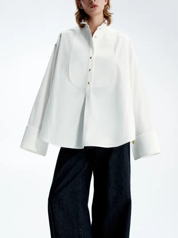 Statement Button Tuxedo Shirt & Fringed Trim Pants