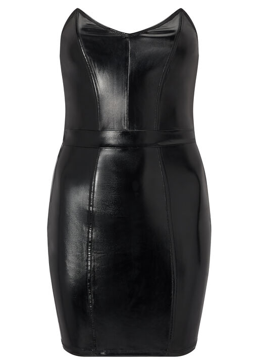 Black Faux Leather Bodycon Mini Dress - Sleek and Stylish Partywear