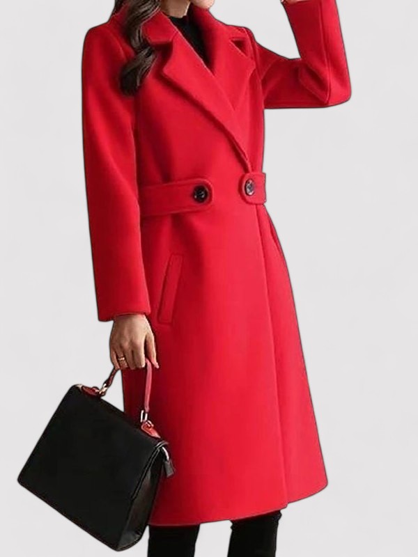 Wool Winter Coat with Narrow Belt