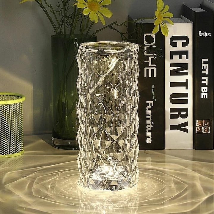 16-Color Rose Rays Crystal Diamond Table Lamp – LED Accent Lighting with Elegant Design