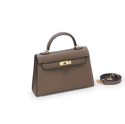 Elegant Leather Handbag for Women - Classic Top Handle Design with Adjustable Strap