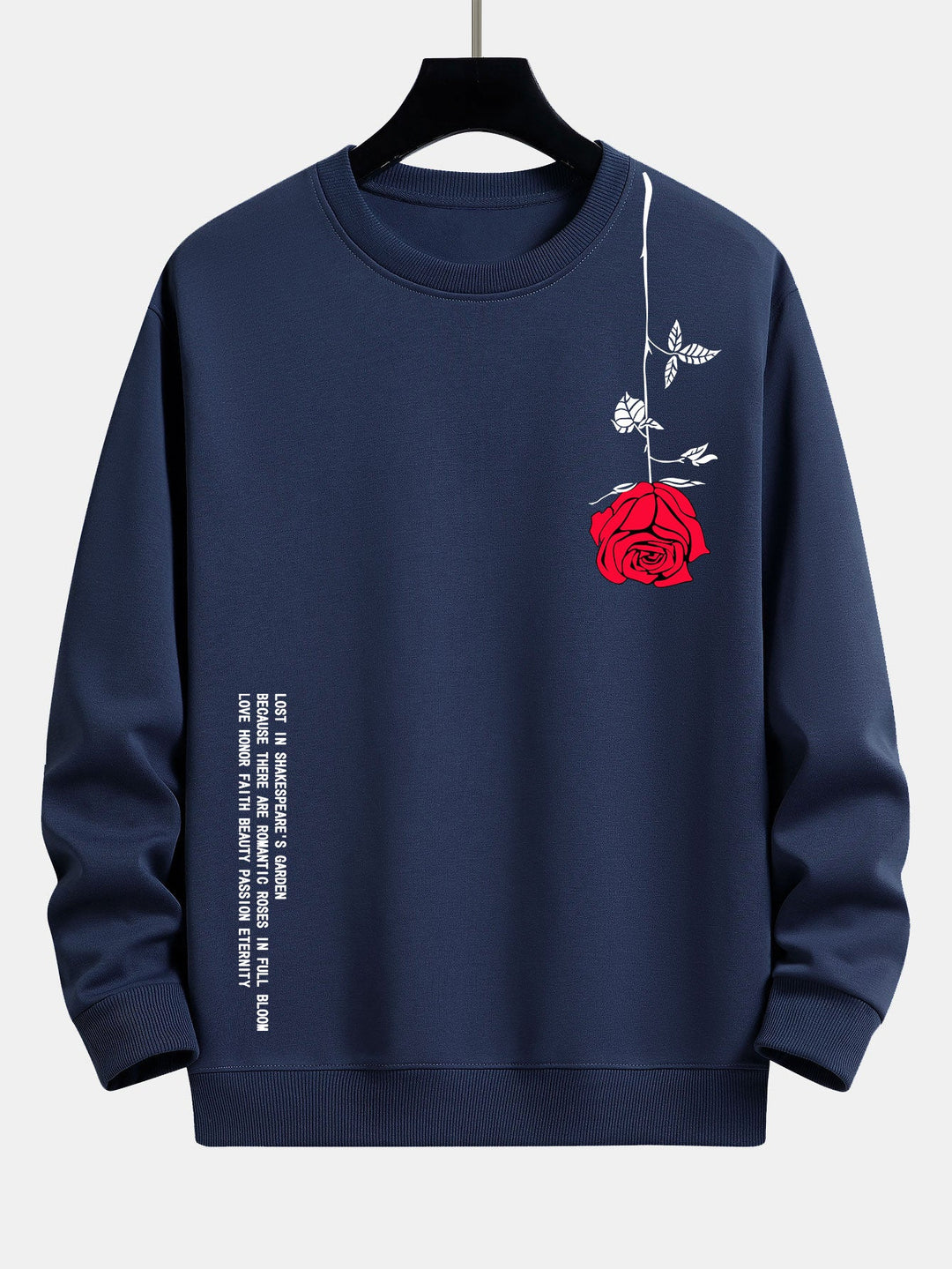 Slogan Rose Print Relax Fit Sweatshirt