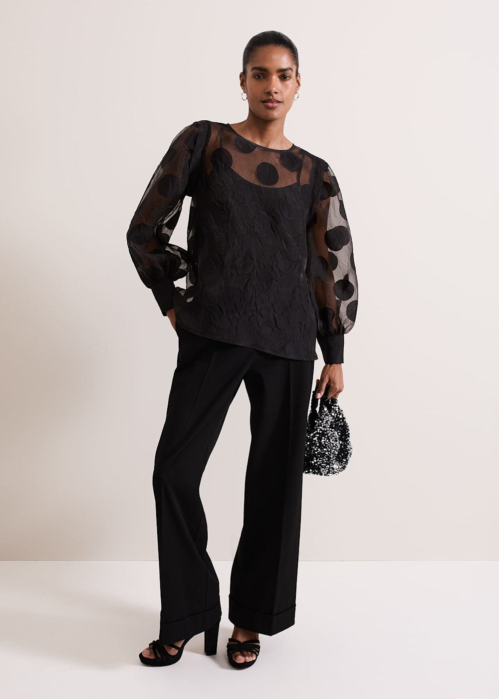 Elegant Spot Jacquard Blouse - Stylish Textured Design for Any Occasion