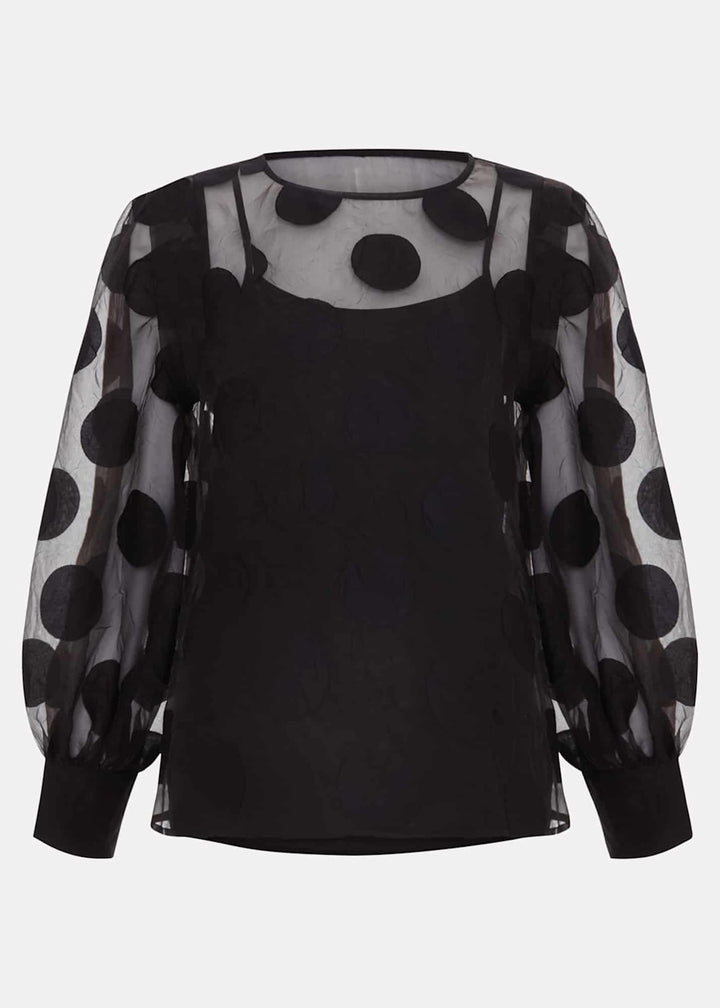 Elegant Spot Jacquard Blouse - Stylish Textured Design for Any Occasion