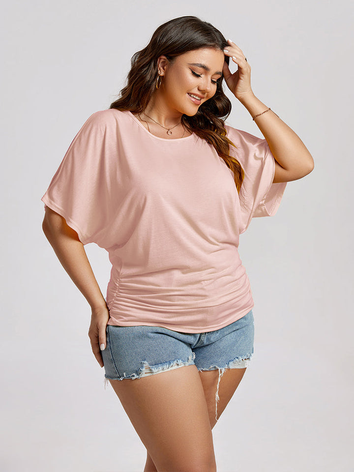 Plus Plain Ruched Cut Out Tee