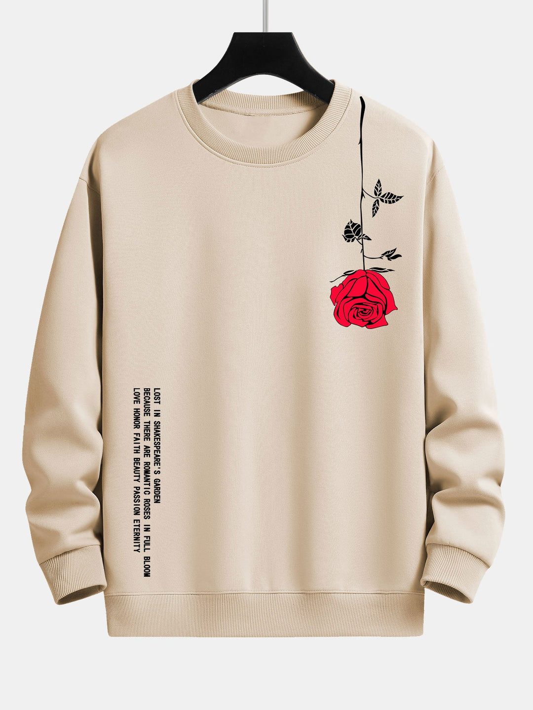 Slogan Rose Print Relax Fit Sweatshirt