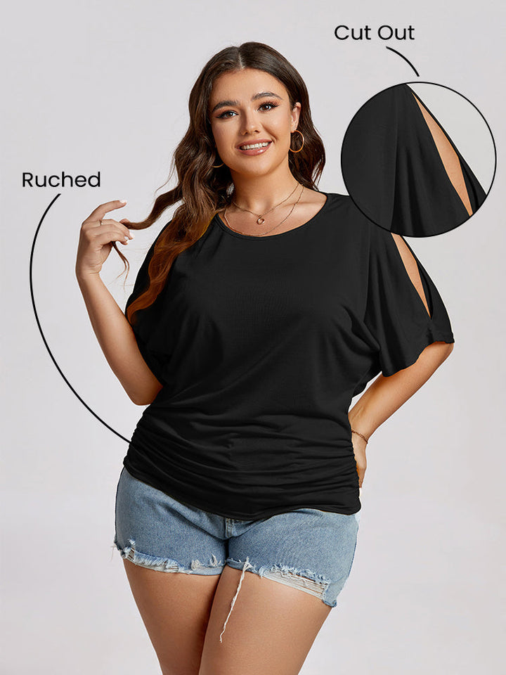 Plus Plain Ruched Cut Out Tee