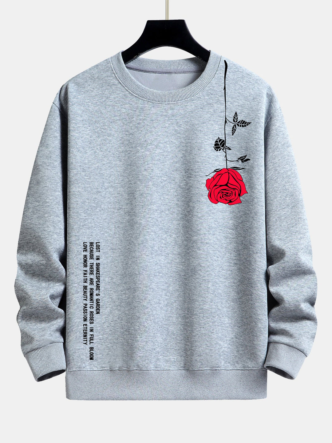 Slogan Rose Print Relax Fit Sweatshirt