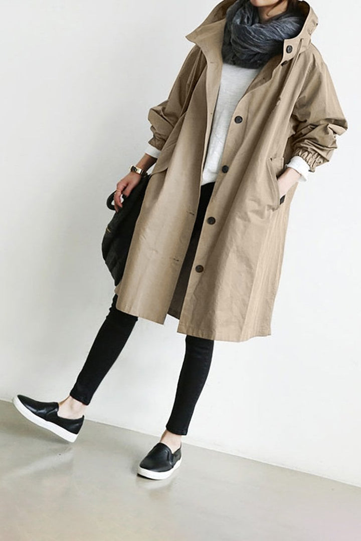 Waterproof Hooded Trench Coat – Stylish and Functional Rain Protection