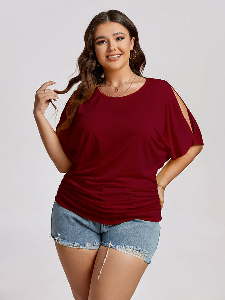 Plus Plain Ruched Cut Out Tee