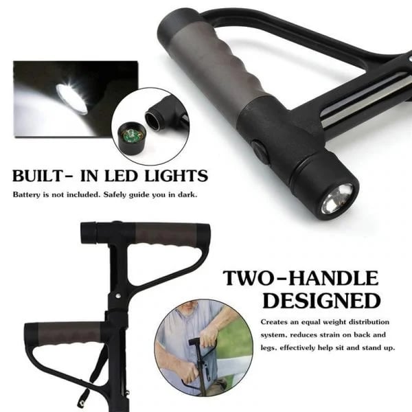 Aluminum Alloy Non-Slip Foldable Walking Stick with LED Light – Lightweight, Durable Support