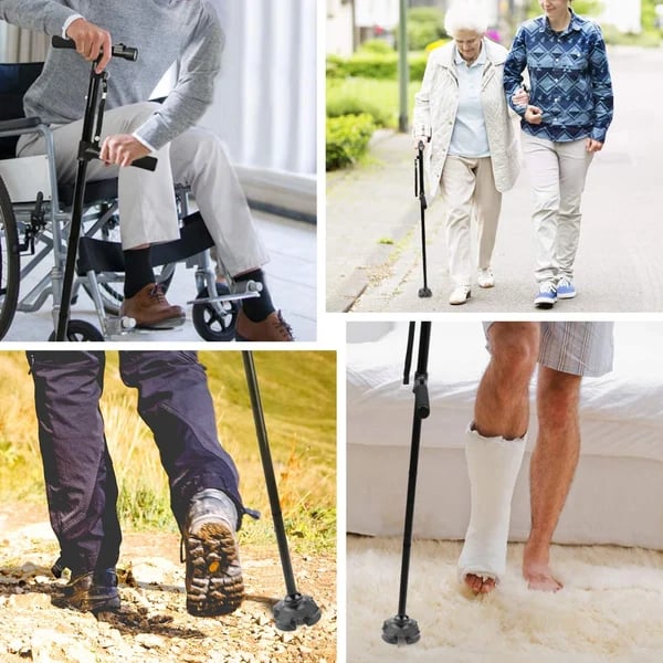 Aluminum Alloy Non-Slip Foldable Walking Stick with LED Light – Lightweight, Durable Support