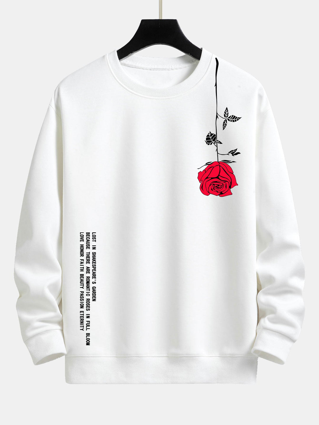 Slogan Rose Print Relax Fit Sweatshirt