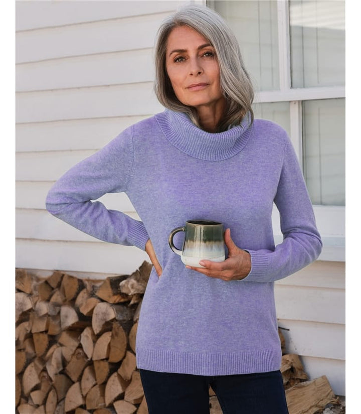 Cashmere and Merino Long Sleeve Cowl Neck Jumper - Soft and Luxurious Sweater