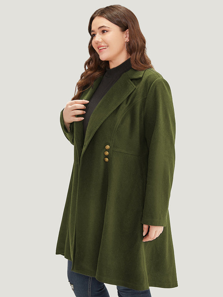 Solid Lapel Collar Double Breasted Coat