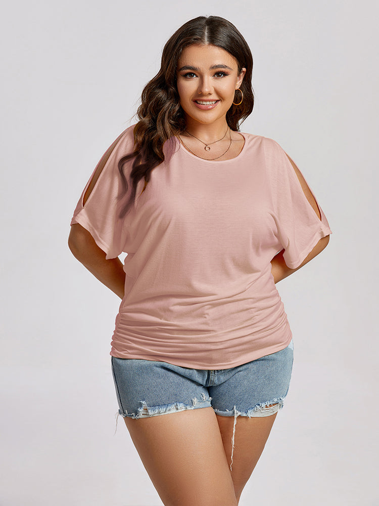 Plus Plain Ruched Cut Out Tee