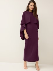 Elegant Cape Detail Maxi Dress - Chic Flowing Design for Special Occasions