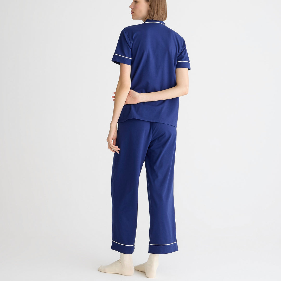 Dreamy Cotton-Blend Short-Sleeve Pajama Pant Set - Soft & Lightweight Sleepwear for Women