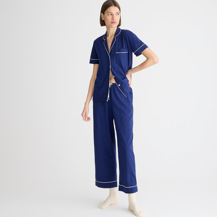 Dreamy Cotton-Blend Short-Sleeve Pajama Pant Set - Soft & Lightweight Sleepwear for Women