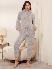 Lipsy Grey Cozy Loungewear Set - Soft Twosie for Relaxed Comfort