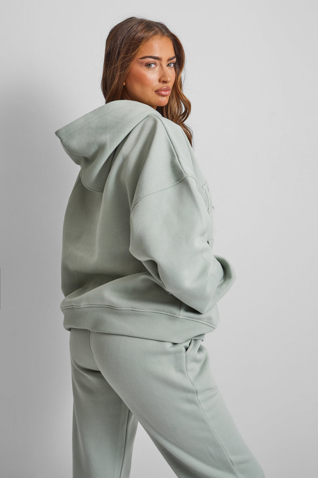 Kaiia Oversized Slogan Hoodie in Sage Green – Cozy and Stylish Loungewear