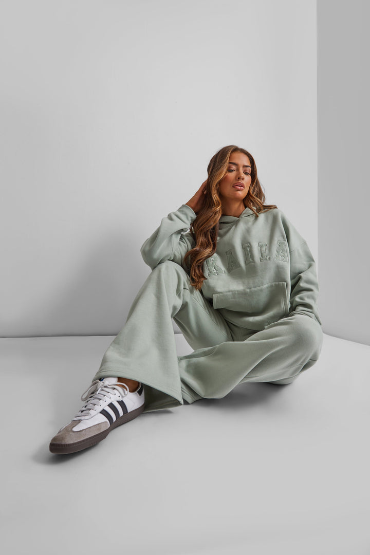 Kaiia Oversized Slogan Hoodie in Sage Green – Cozy and Stylish Loungewear