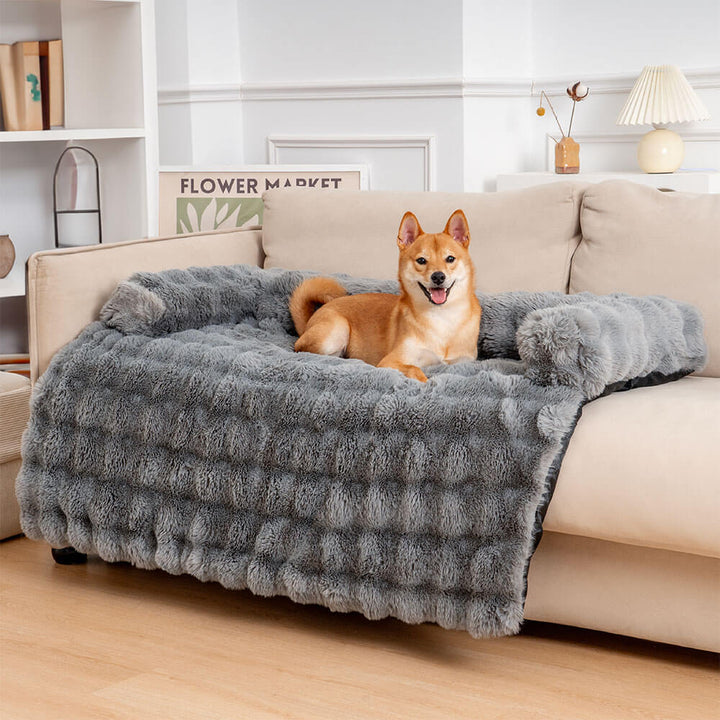 Fluffy Fuzzy Calming Dog Bed Sofa Protector – Cozy Pet Mat for Ultimate Relaxation