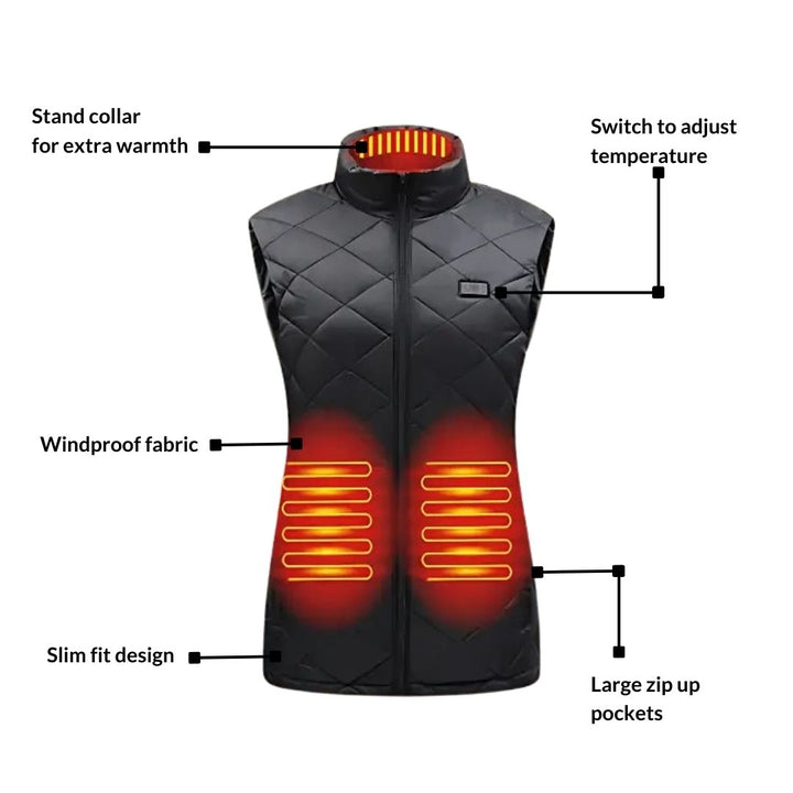 Rechargeable Heated Vest for Women - Winter Warmth and Comfort