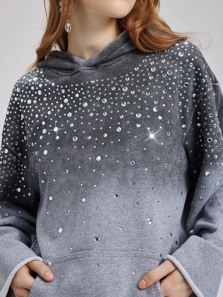 Gradient Starry Beaded Hoodie