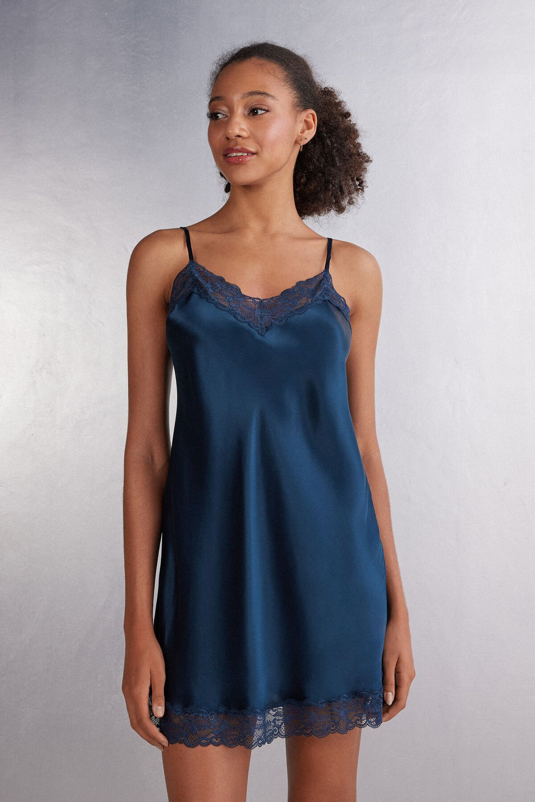 Silk Slip with Lace Insert Detail – Elegant and Soft Women's Sleepwear