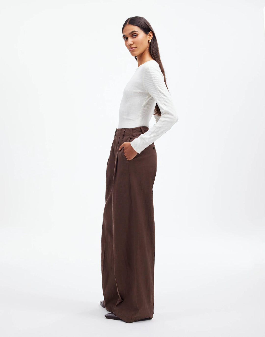 Wide-Leg Pant in Drapey Twill - Comfortable & Elegant Loose-Fit Trousers for Women