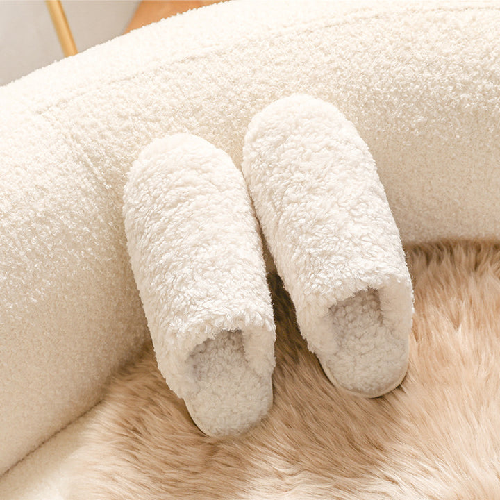 Lambskin Indoor Home Slippers - Thick Bottom, Non-Slip & Waterproof for Ultimate Comfort