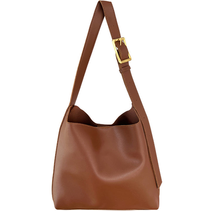 Brown Leather Bucket Bag - Chic and Spacious Everyday Carryall