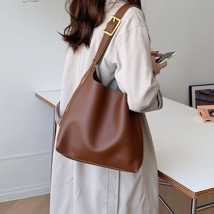 Brown Leather Bucket Bag - Chic and Spacious Everyday Carryall