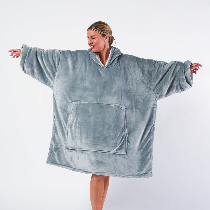 Light Grey Hoodie Blanket - Oversized Wearable Blanket for Comfort and Warmth