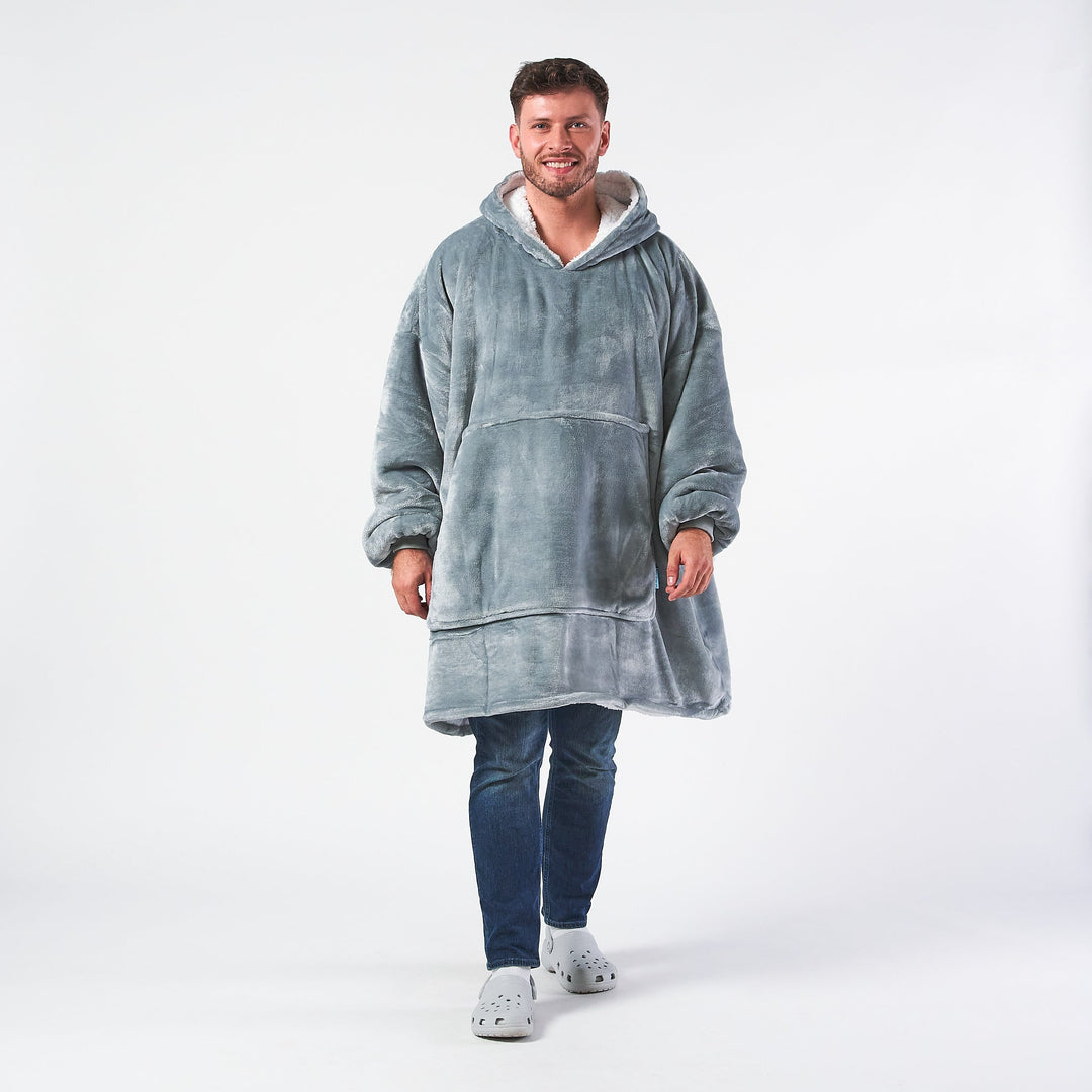 Light Grey Hoodie Blanket - Oversized Wearable Blanket for Comfort and Warmth