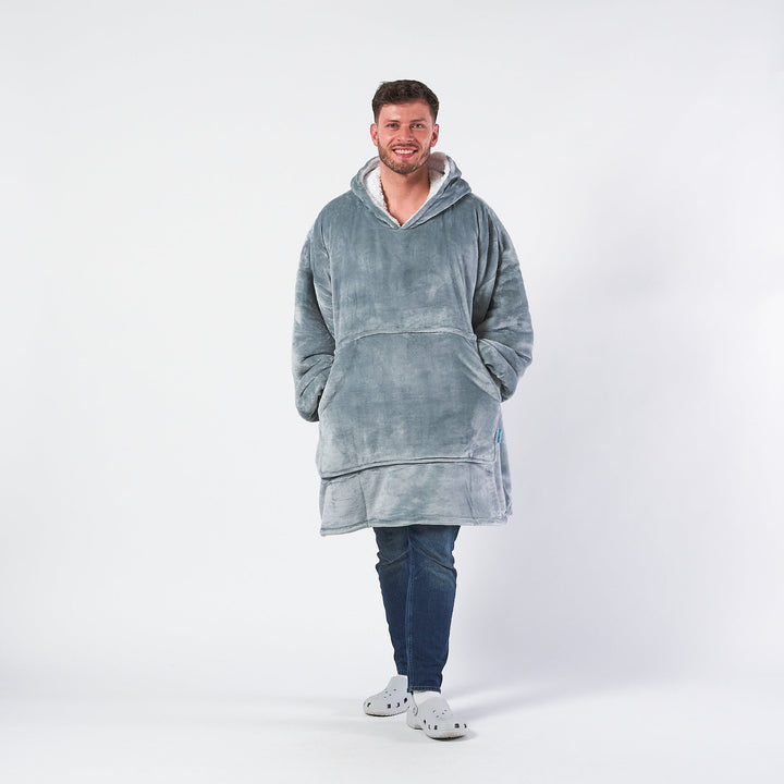 Light Grey Hoodie Blanket - Oversized Wearable Blanket for Comfort and Warmth