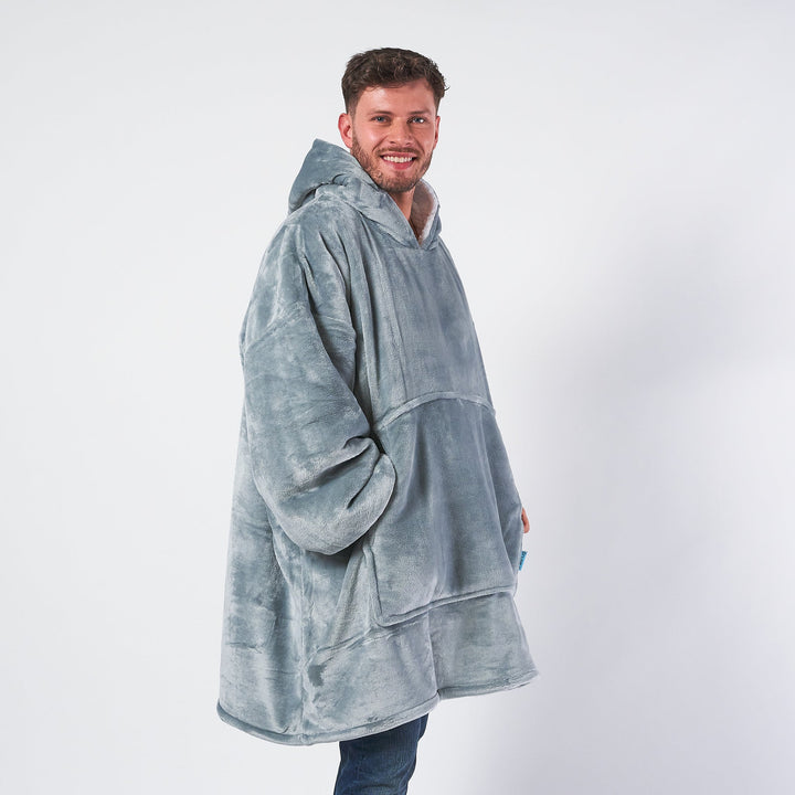 Light Grey Hoodie Blanket - Oversized Wearable Blanket for Comfort and Warmth