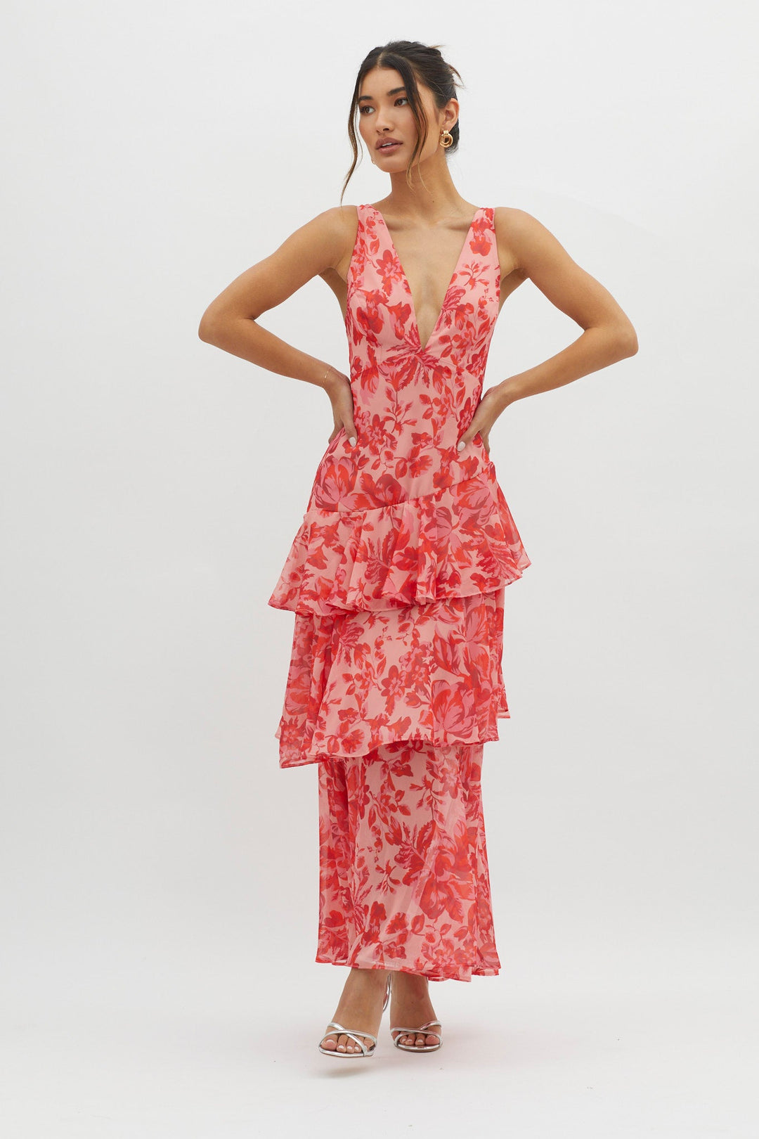 Strappy Back Ruffle Midi Dress - Floral Elegance with a Modern Twist