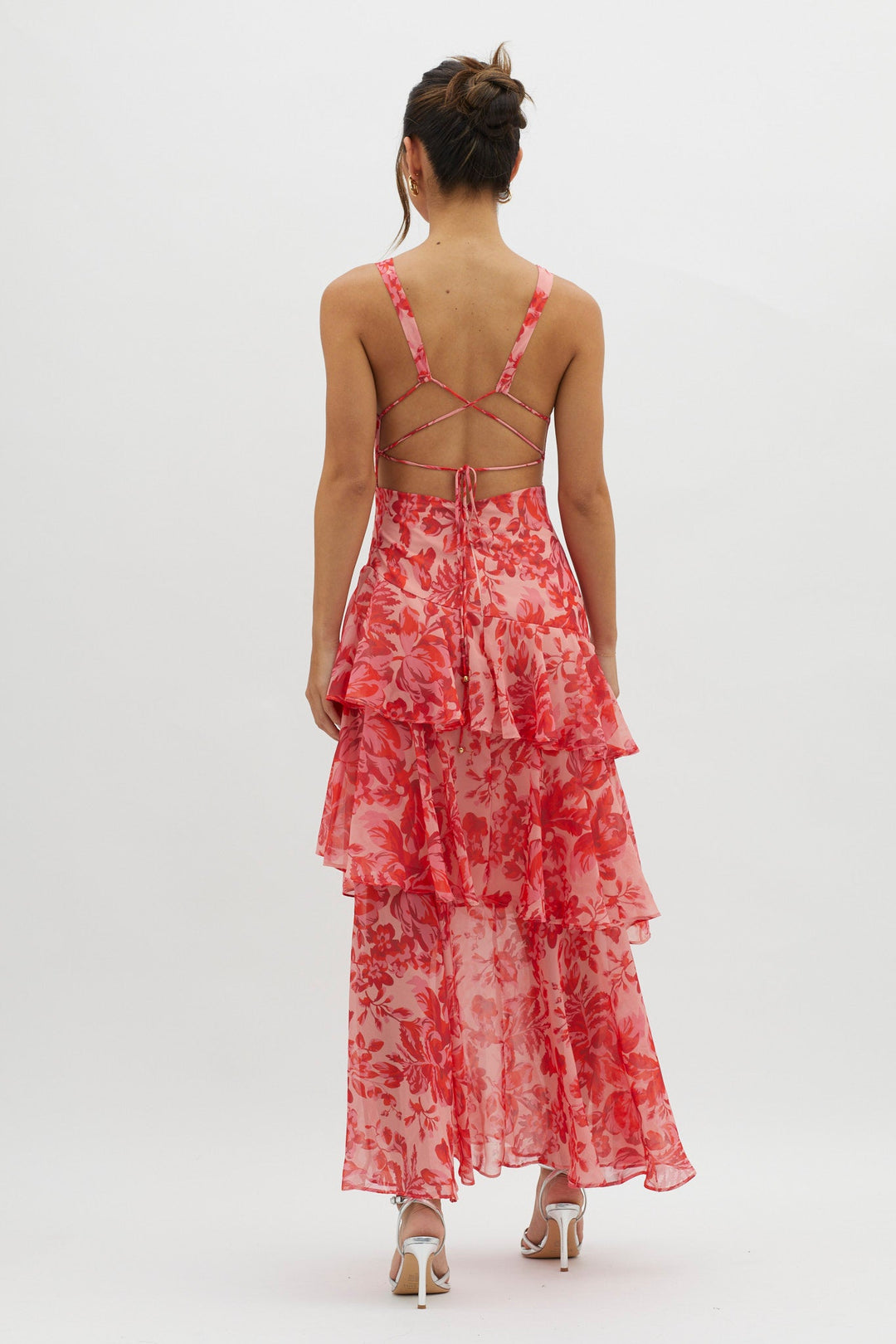 Strappy Back Ruffle Midi Dress - Floral Elegance with a Modern Twist