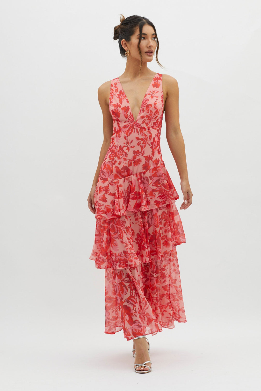 Strappy Back Ruffle Midi Dress - Floral Elegance with a Modern Twist